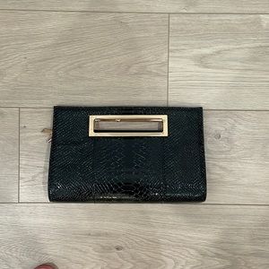 Black clutch - crocodile pattern